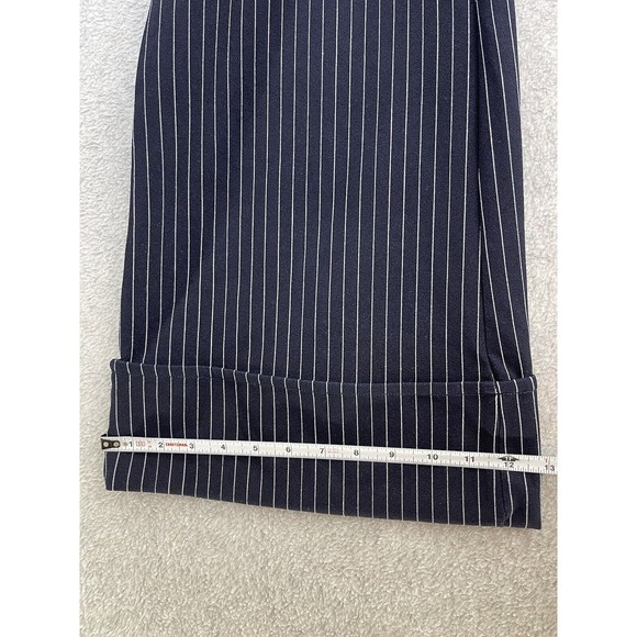 BBJ Los Angeles Women's Wide Leg Pants Blue White Pin Striped Cuffed Hem Small - Picture 4 of 13
